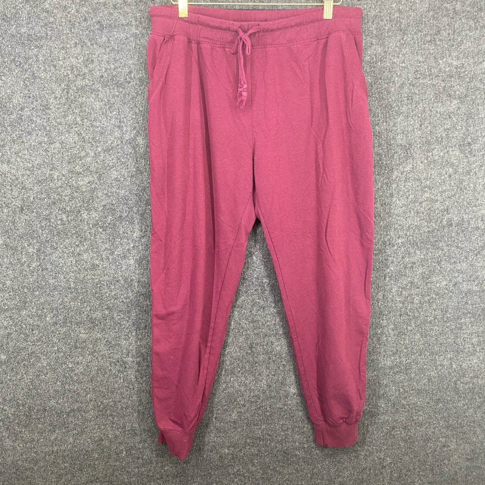 Ambiance Womens Burgundy Jogger Sweatpants Plus Size 2XL Drawstring Pockets